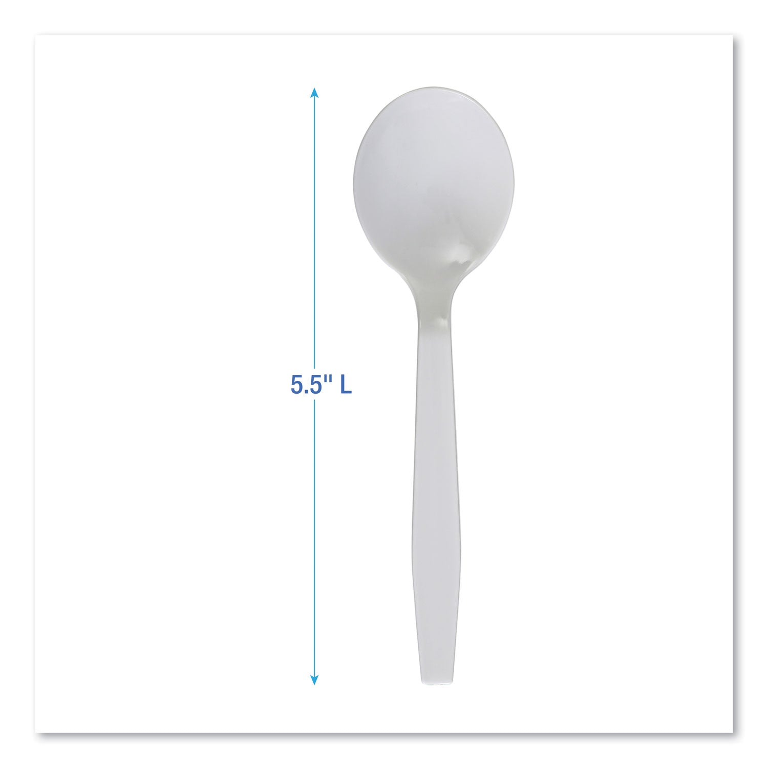 Mediumweight Polystyrene Cutlery, Soup Spoon, White, 1,000/Carton - 