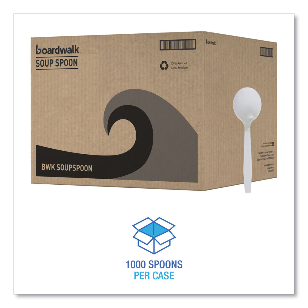 Mediumweight Polystyrene Cutlery, Soup Spoon, White, 1,000/Carton