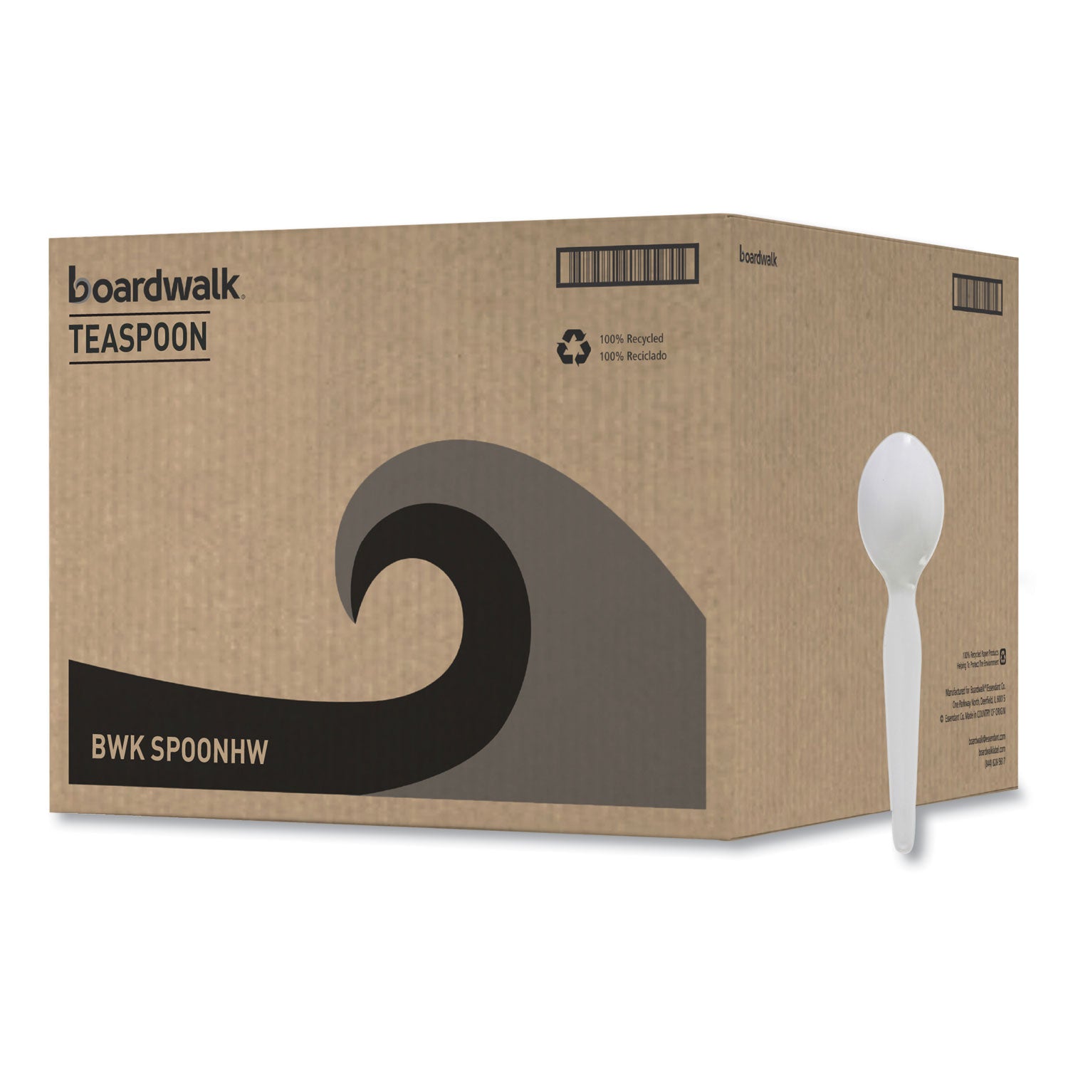 Heavyweight Polystyrene Cutlery, Teaspoon, White, 1000/Carton - 