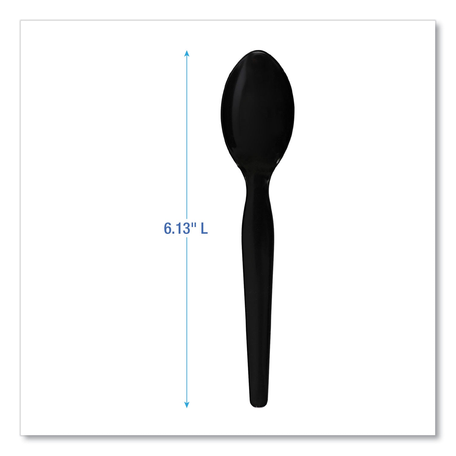 Heavyweight Polystyrene Cutlery, Teaspoon, Black, 1000/Carton