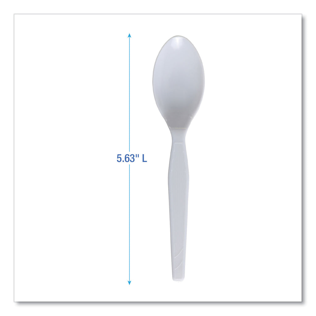 Mediumweight Polystyrene Cutlery, Teaspoon, White, 100/Box