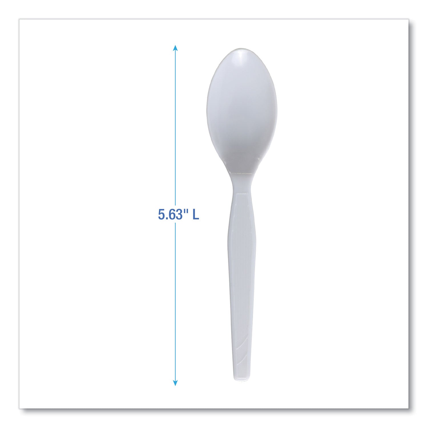 Mediumweight Polystyrene Cutlery, Teaspoon, White, 100/Box