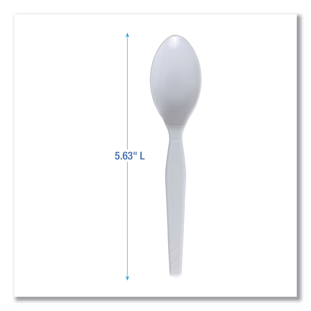 Mediumweight Polystyrene Cutlery, Teaspoon, White, 10 Boxes of 100/Carton