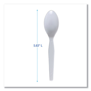 Mediumweight Polystyrene Cutlery, Teaspoon, White, 10 Boxes of 100/Carton