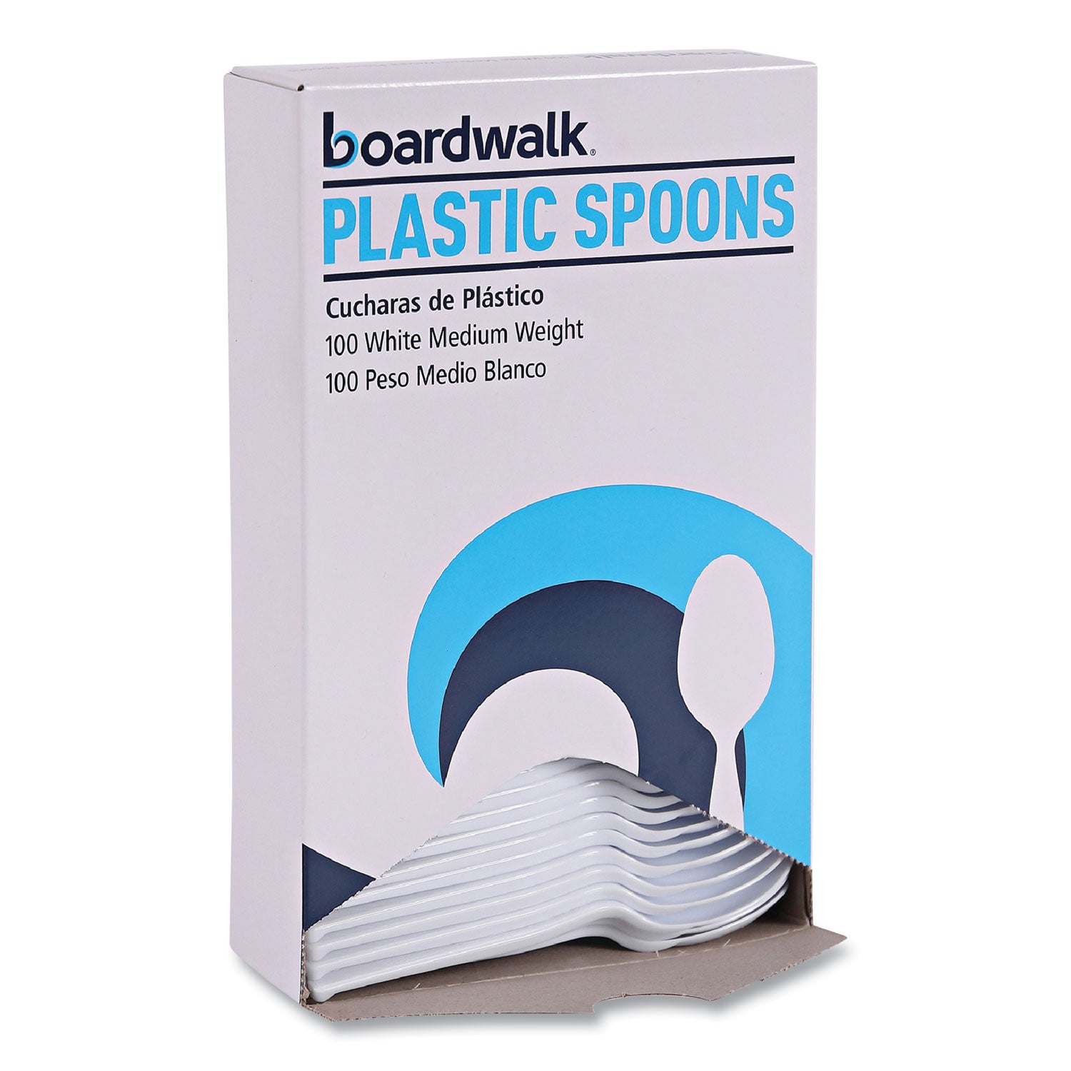Mediumweight Polystyrene Cutlery, Teaspoon, White, 10 Boxes of 100/Carton