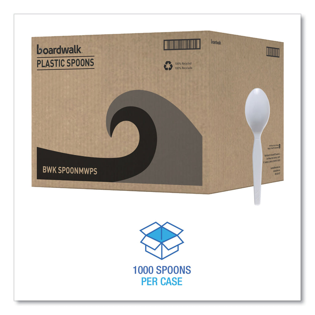 Mediumweight Polystyrene Cutlery, Teaspoon, White, 10 Boxes of 100/Carton