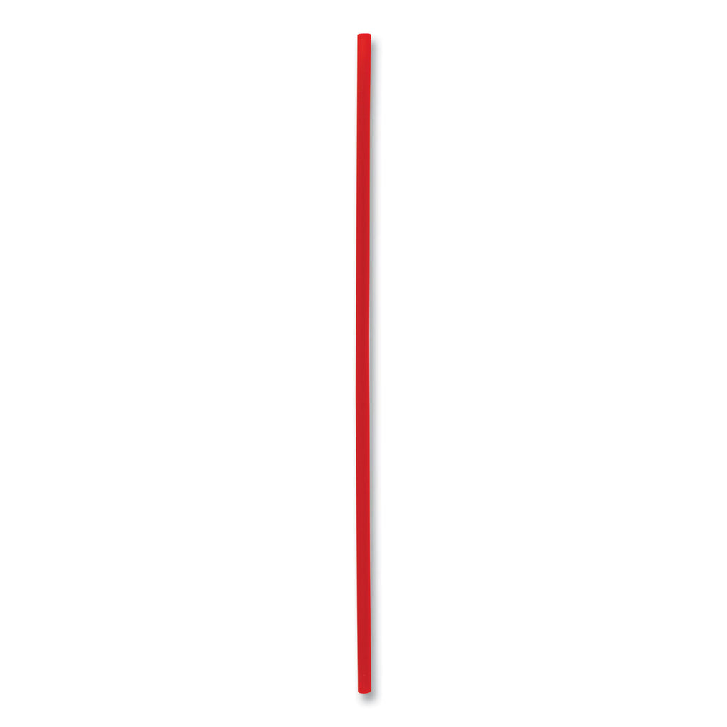 Single-Tube Stir-Straws,5.25", Polypropylene, Red, 1,000/Pack, 10 Packs/Carton - 