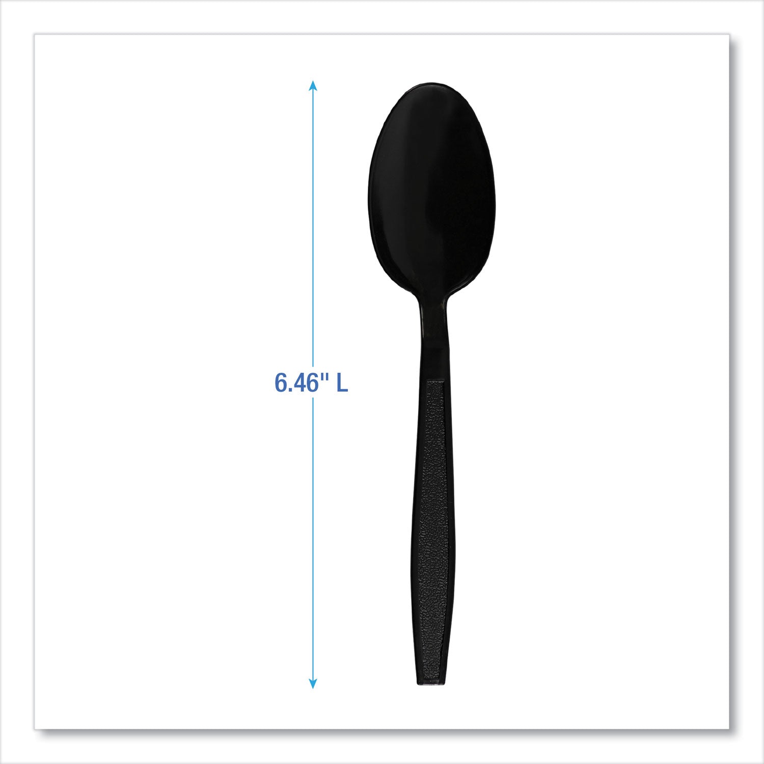 Heavyweight Polypropylene Cutlery, Teaspoon, Black, 1000/Carton