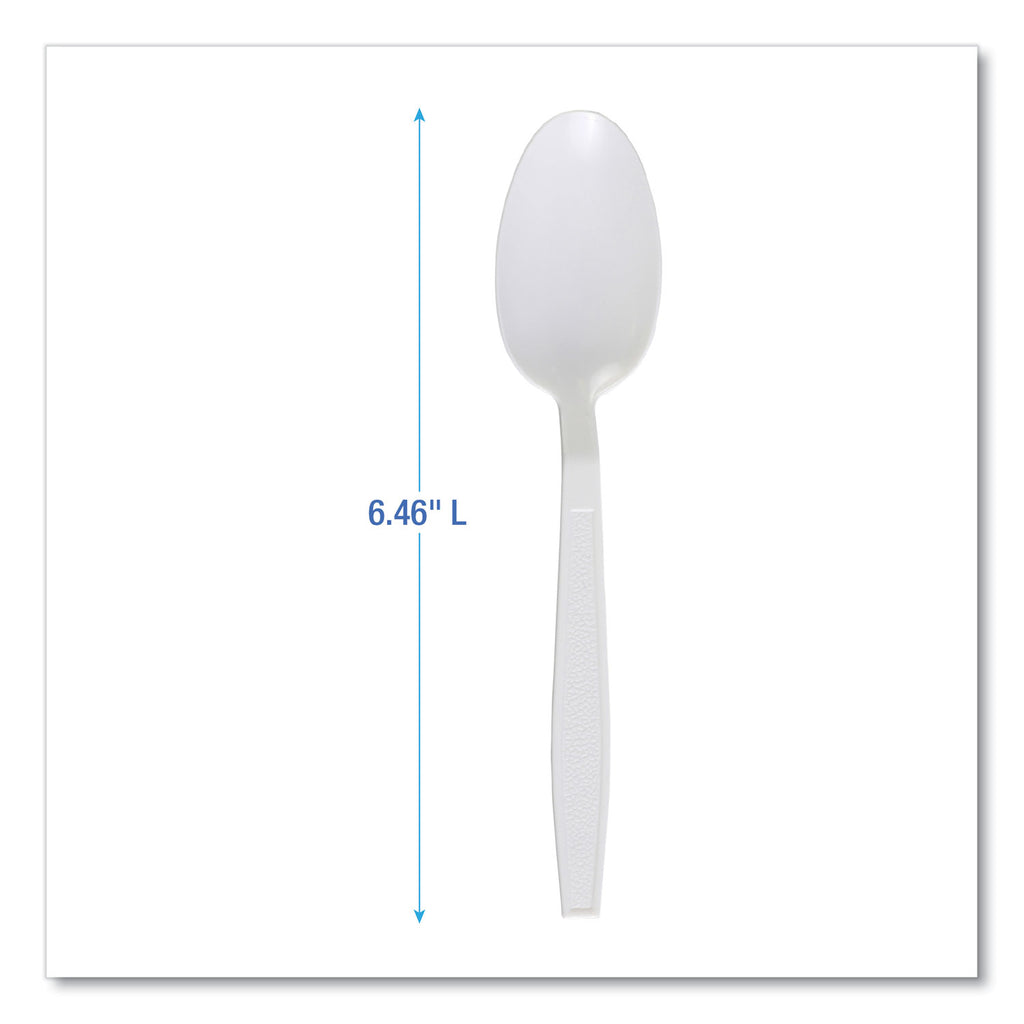 Heavyweight Polypropylene Cutlery, Teaspoon, White, 1000/Carton