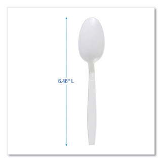 Heavyweight Polypropylene Cutlery, Teaspoon, White, 1000/Carton