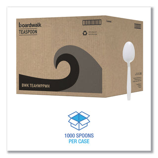 Heavyweight Polypropylene Cutlery, Teaspoon, White, 1000/Carton