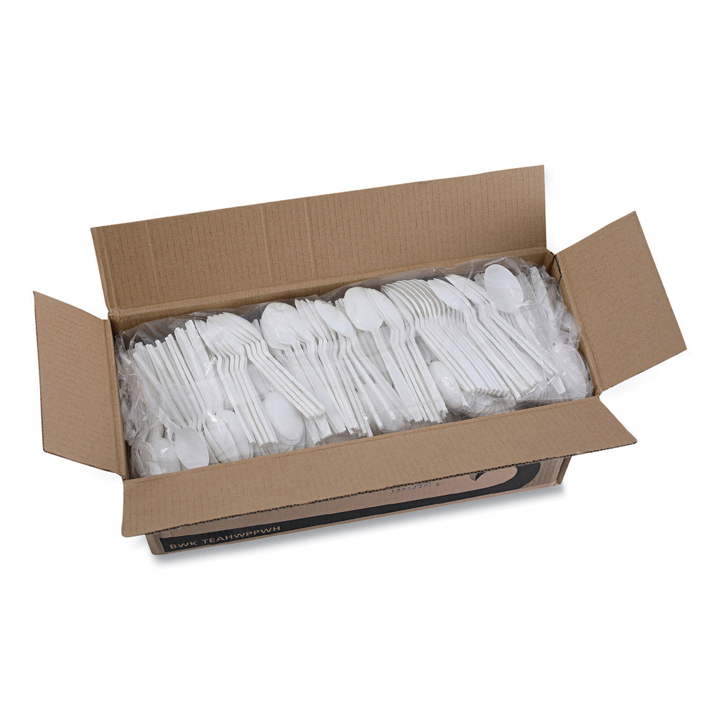 Heavyweight Polypropylene Cutlery, Teaspoon, White, 1000/Carton