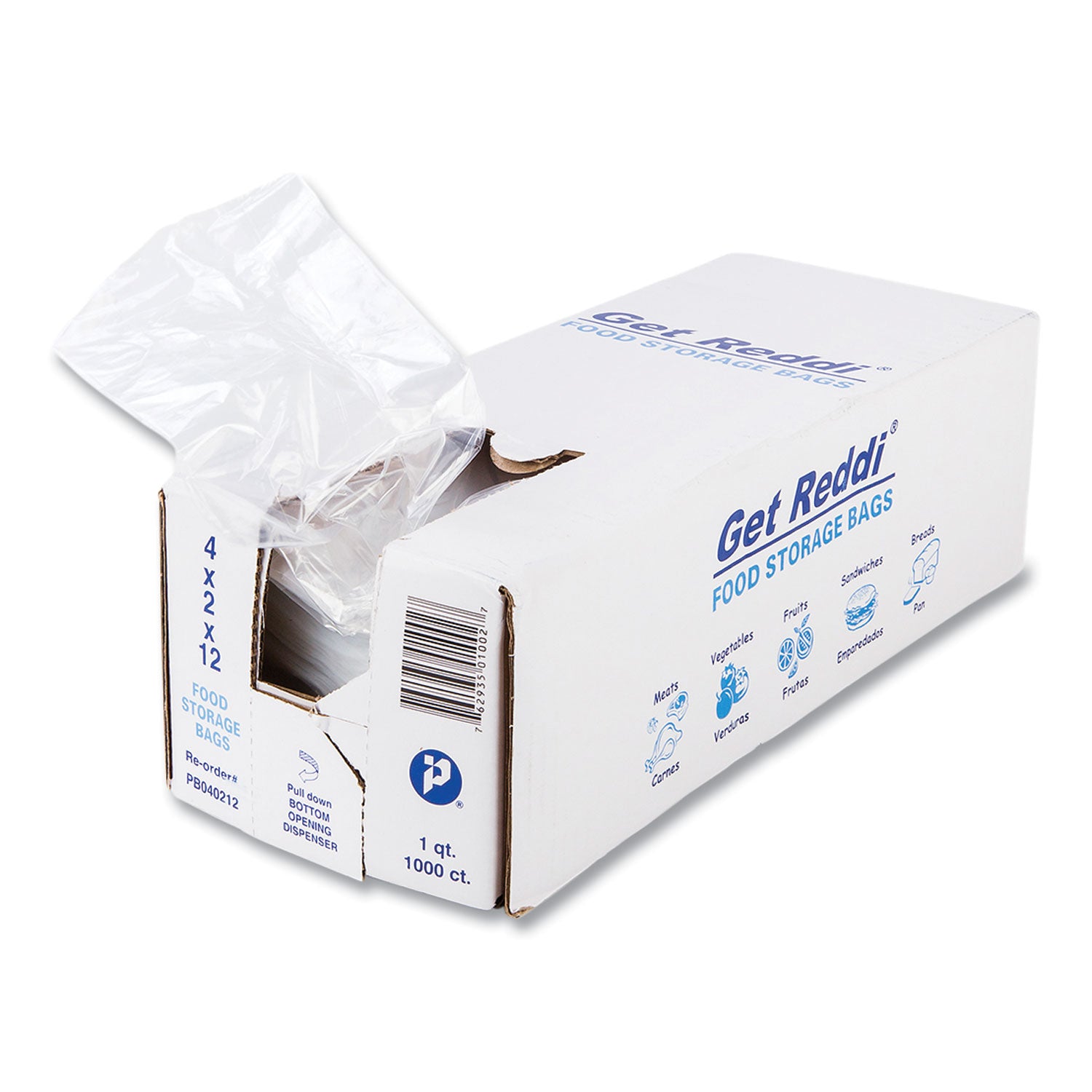 Food Bags, 1 qt, 0.68 mil, 4" x 12", Clear, 1,000/Carton
