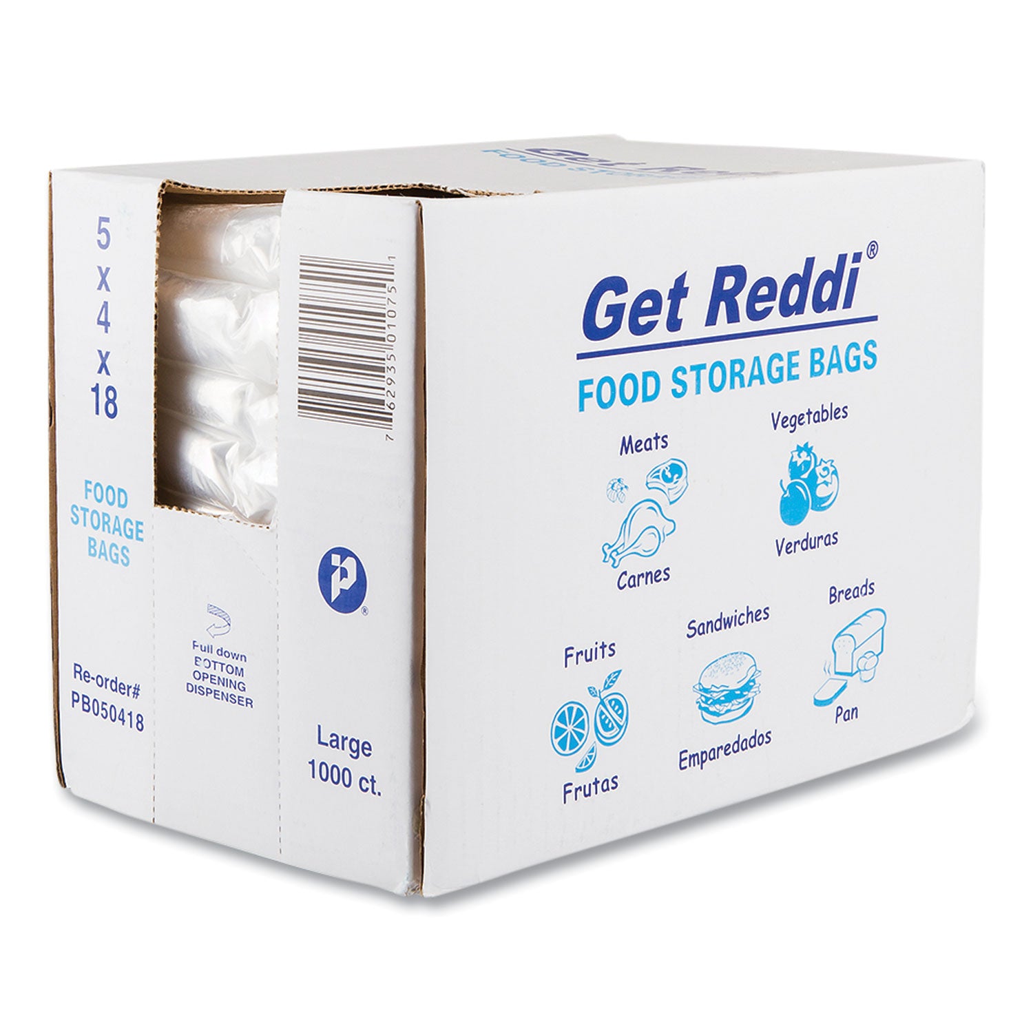 Food Bags, 0.75 mil, 5" x 18", Clear, 1,000/Carton