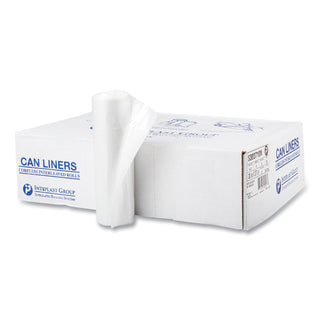 High-Density Commercial Can Liners, 30 gal, 10 mic, 30" x 37", Clear, 25 Bags/Roll, 20 Interleaved Rolls/Carton