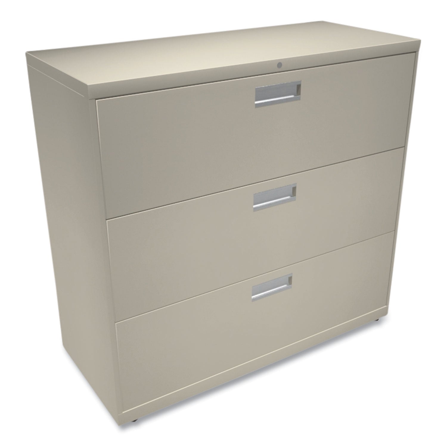 Brigade 600 Series Lateral File, 3 Legal/Letter-Size File Drawers, Putty, 42" x 18" x 39.13 - 