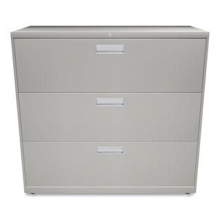 Brigade 600 Series Lateral File, 3 Legal/Letter-Size File Drawers, Light Gray, 42" x 18" x 39.13 - 