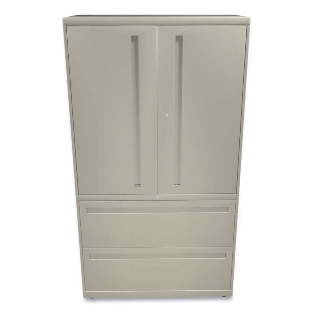 Brigade 700 Series Lateral File, Three-Shelf Enclosed Storage, 2 Legal/Letter-Size File Drawers, Putty, 36" x 18" x 64.25