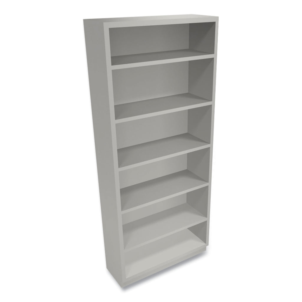 Metal Bookcase, Six-Shelf, 34.5w x 12.63d x 81.13h, Light Gray - 