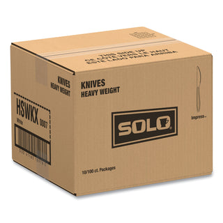 Impress Heavyweight Full-Length Polystyrene Cutlery, Knife, White, 100/Box, 10 Boxes/Carton
