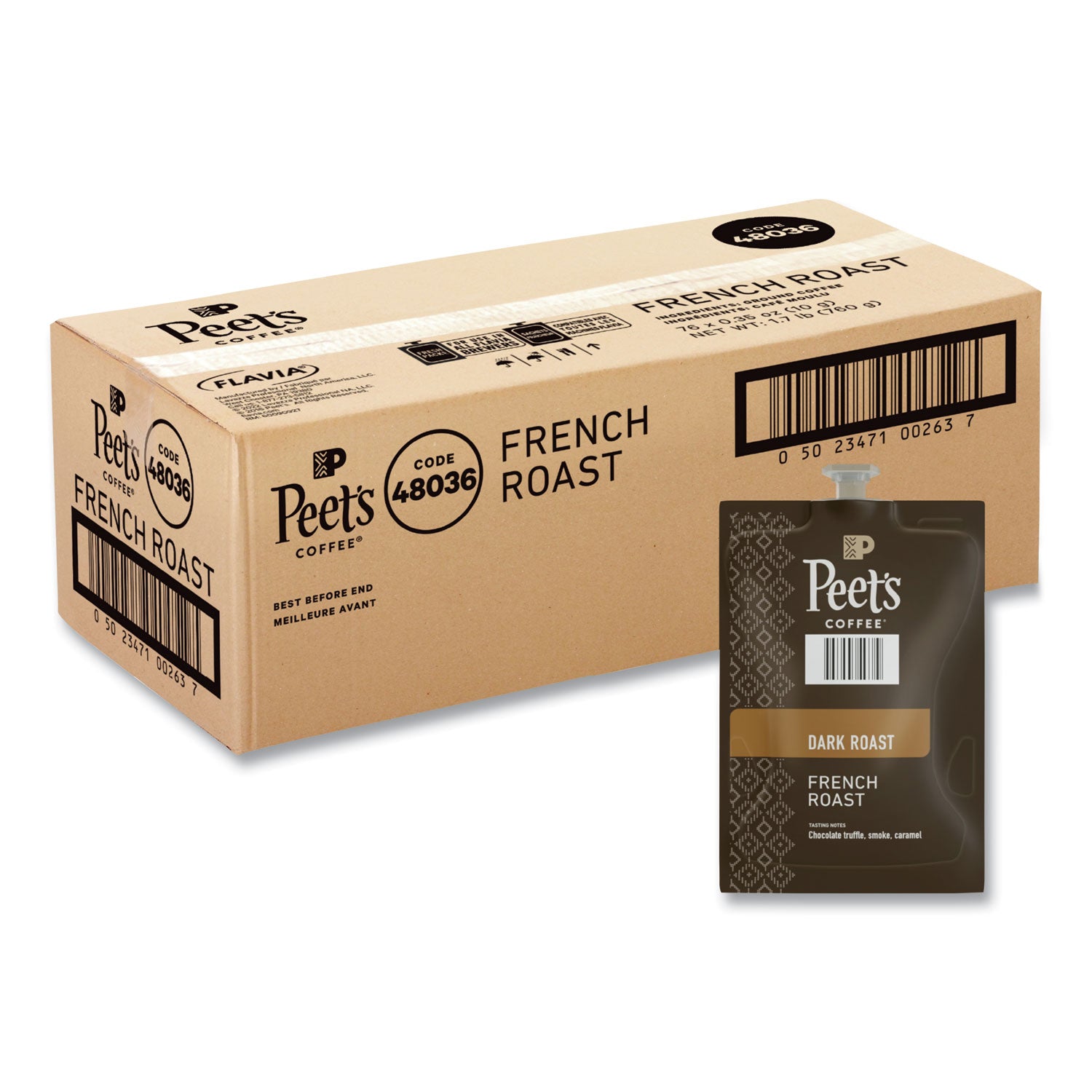 peets-french-roast-coffee-freshpack-french-roast-035-oz-pouch-76-carton_lav48036 - 1