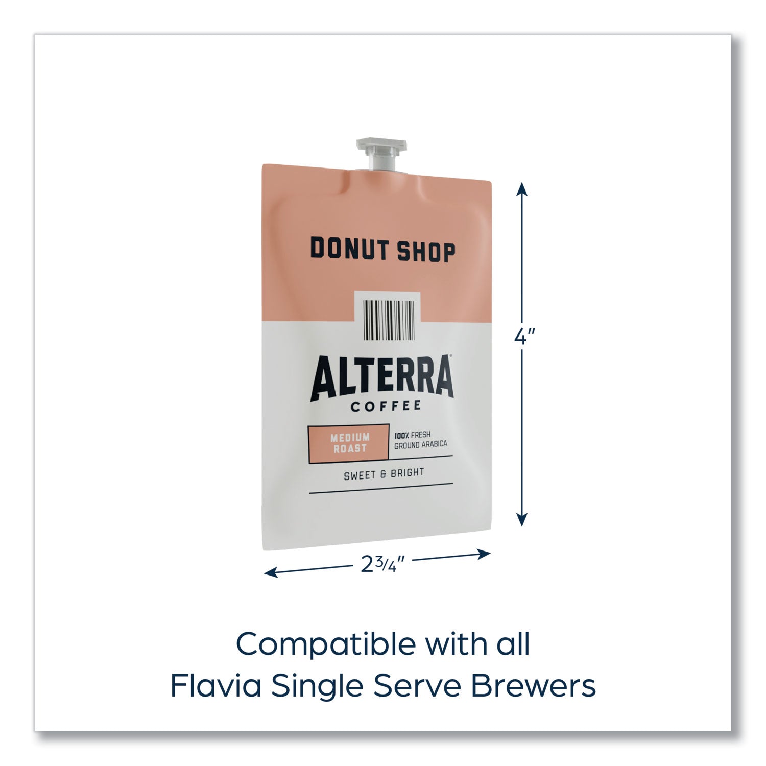 Alterra Donut Shop Coffee Freshpack, Donut Shop, 0.28 oz Pouch, 100/Carton - 6