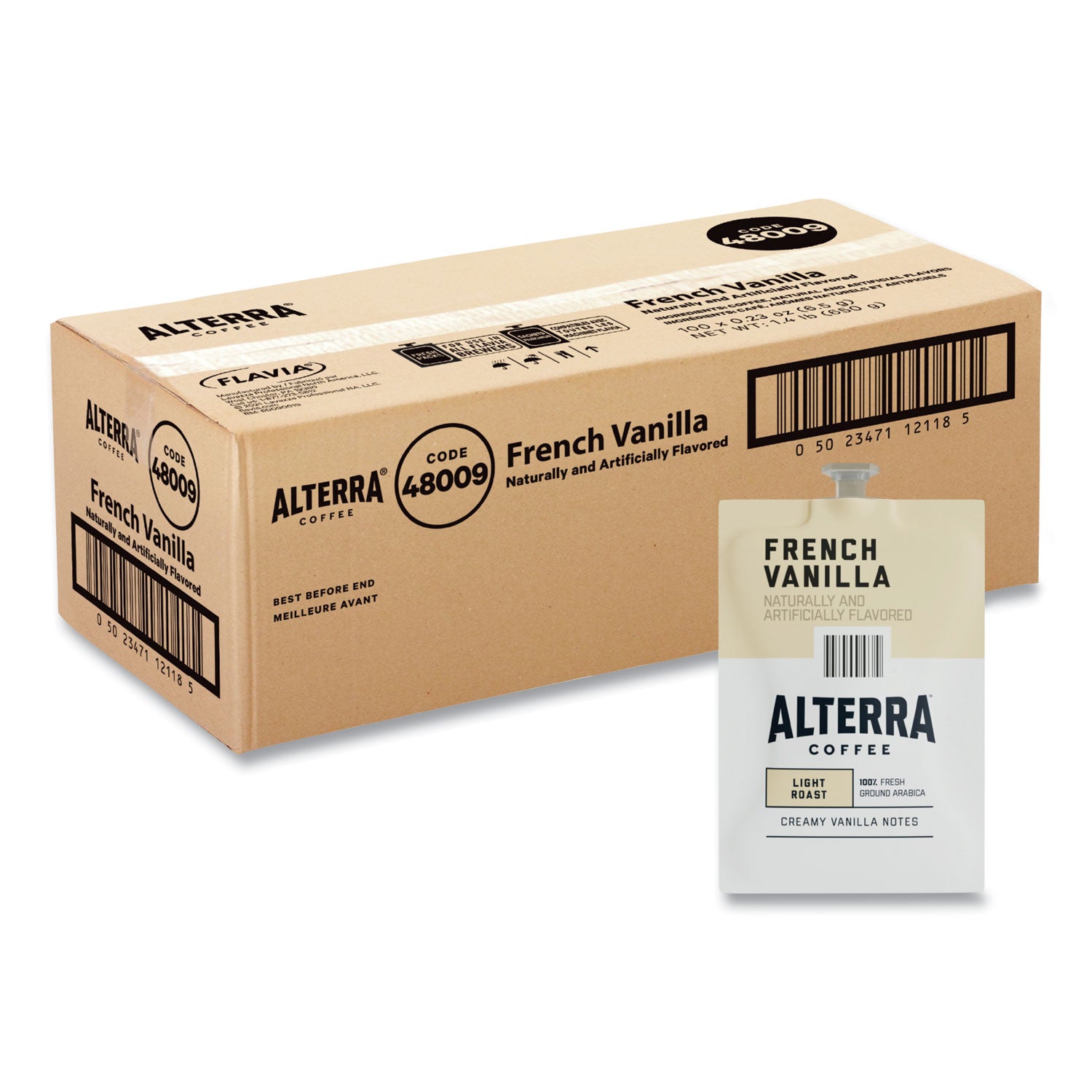 alterra-french-vanilla-coffee-freshpack-french-vanilla-023-oz-pouch-100-carton_lav48009 - 1
