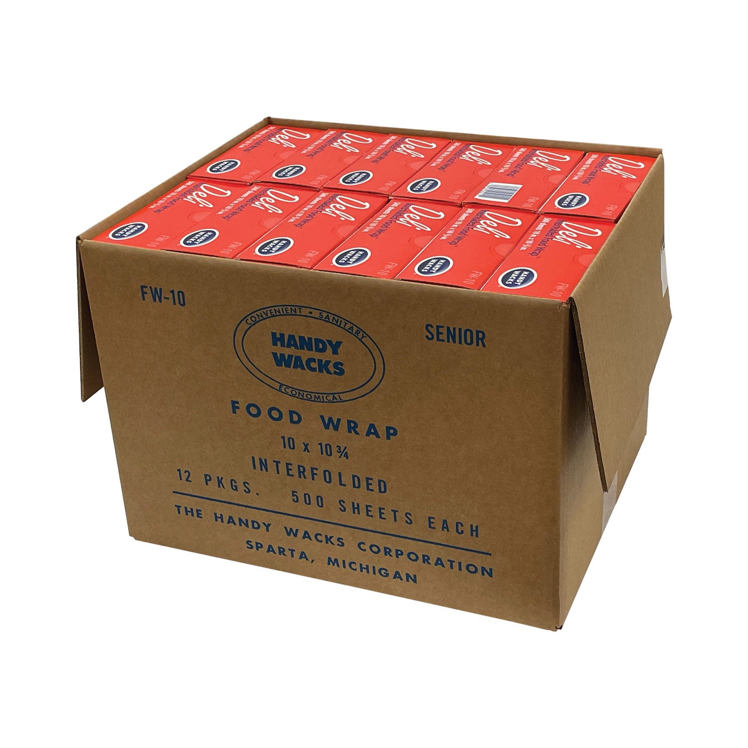 Interfolded Food Wrap Deli Sheets, 10.75 x 10, 500 Box, 12 Boxes/Carton