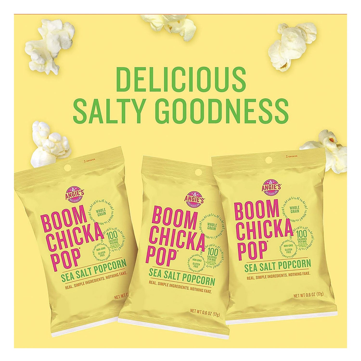 Angie's BOOMCHICKAPOP Popcorn - Non-GMO, Gluten-free - Sea Salt - 1 oz - 24 / Carton