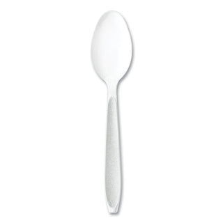 Impress Heavyweight Full-Length Polystyrene Cutlery, Teaspoon, White, 100/Box