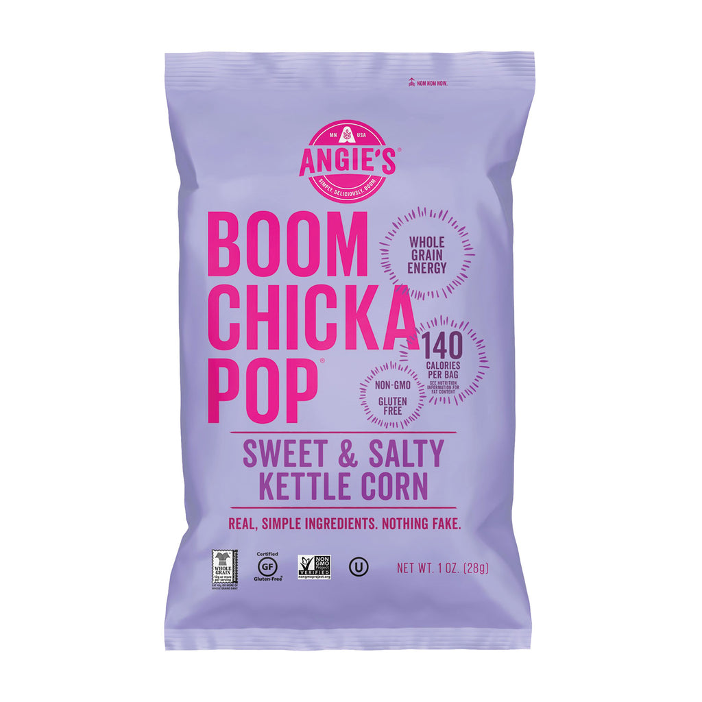 Angie's BOOMCHICKAPOP Popcorn - Gluten-free, Cholesterol-free, No High Fructose Corn Syrup - Sweet and Salty Kettle - 1 Serving Bag - 24 / Carton