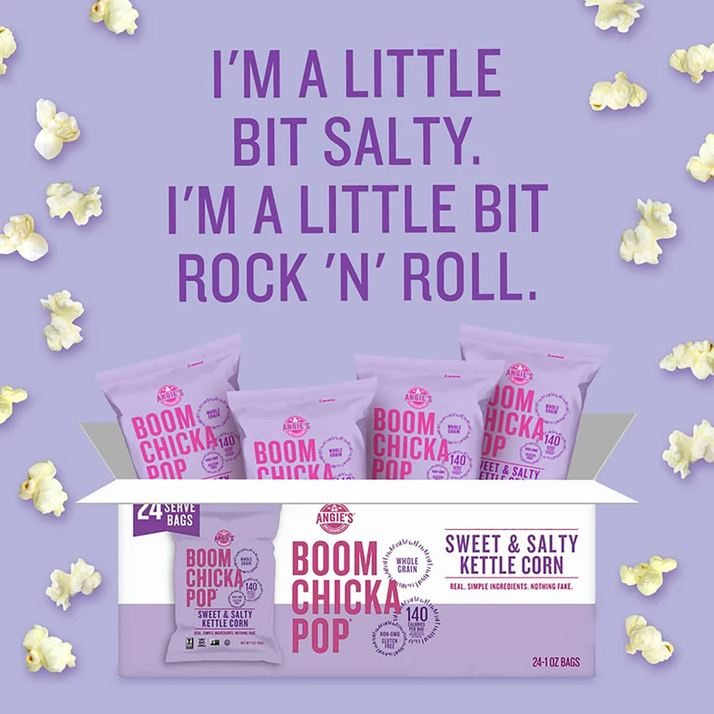 Angie's BOOMCHICKAPOP Popcorn - Gluten-free, Cholesterol-free, No High Fructose Corn Syrup - Sweet and Salty Kettle - 1 Serving Bag - 24 / Carton