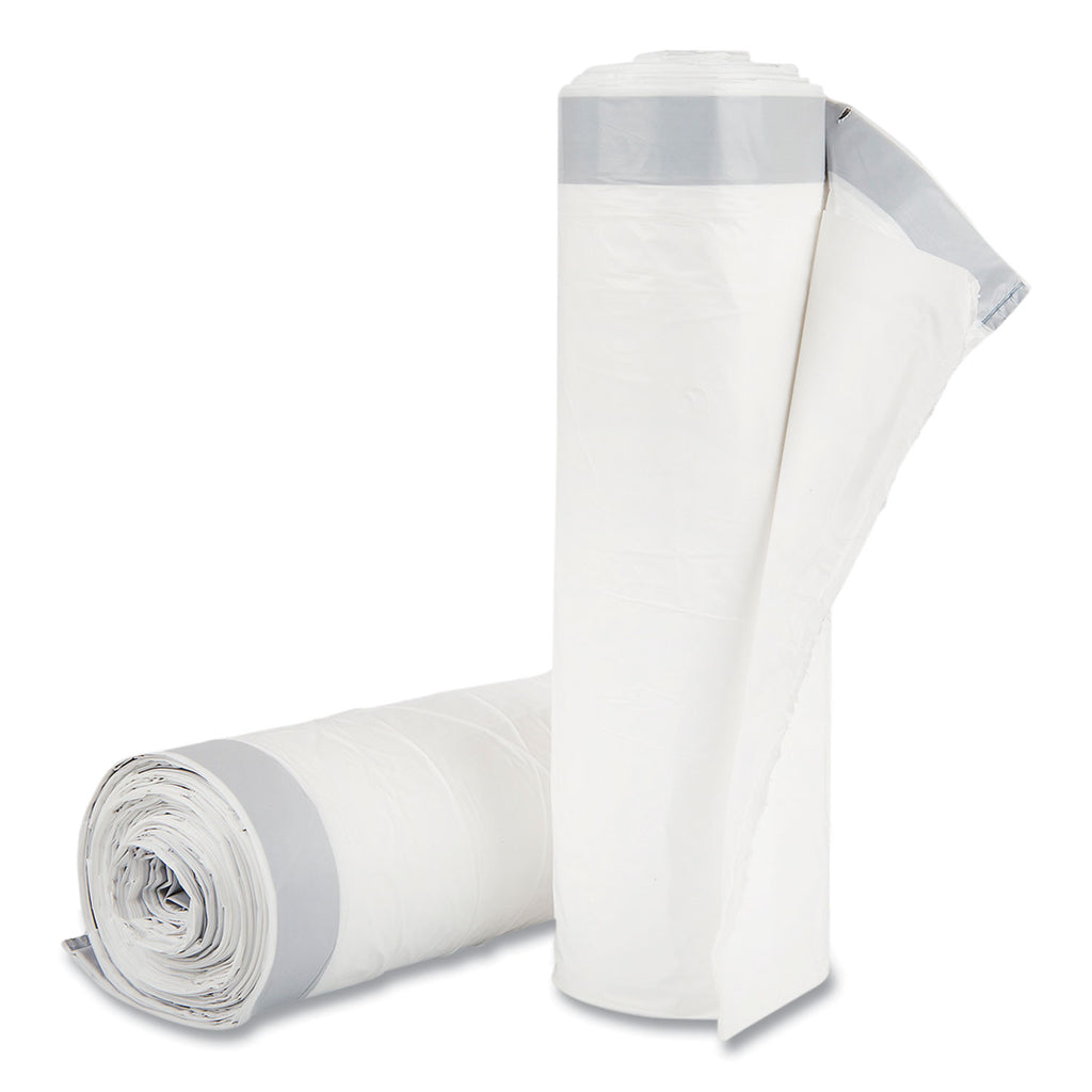 Draw-Tuff Institutional Draw-Tape Can Liners, 55 gal, 1.9 mil, 42.5" x 35.5", Natural, 10 Bags/Roll, 5 Rolls/Carton
