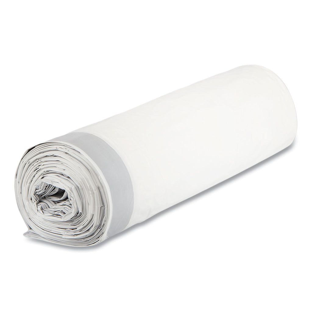 Draw-Tuff Institutional Draw-Tape Can Liners, 55 gal, 1.9 mil, 42.5" x 35.5", Natural, 10 Bags/Roll, 5 Rolls/Carton