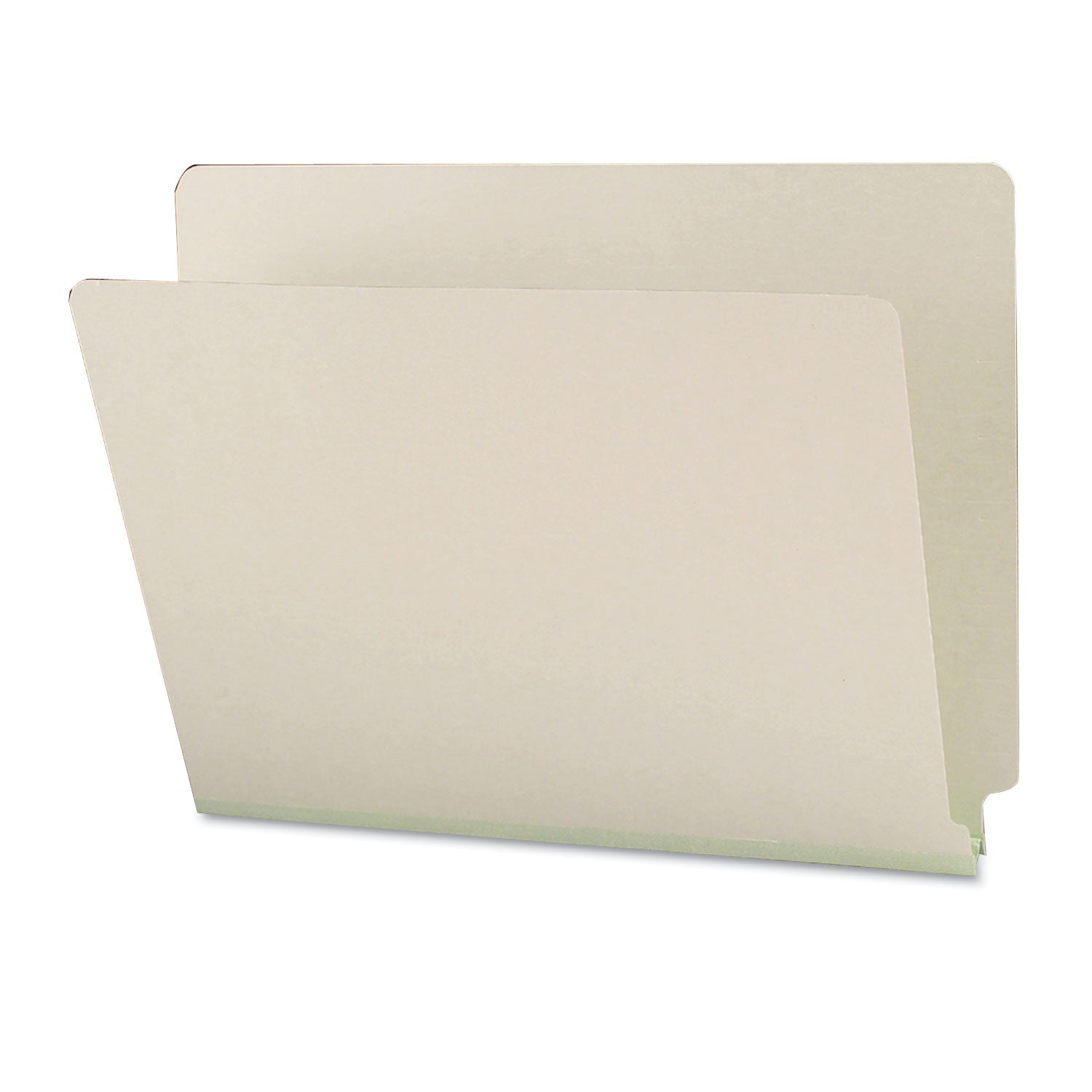 Extra-Heavy Recycled Pressboard End Tab Folders, Straight Tabs, Letter Size, 1" Expansion, Gray-Green, 25/Box - 