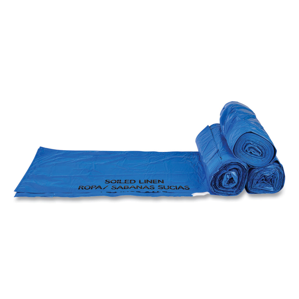 Draw-Tuff Institutional Draw-Tape Can Liners, 30 gal, 1 mil, 30.5" x 40", Blue, 25 Bags/Roll, 8 Rolls/Carton