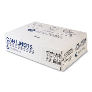 Draw-Tuff Institutional Draw-Tape Can Liners, 30 gal, 1 mil, 30.5" x 40", Blue, 25 Bags/Roll, 8 Rolls/Carton