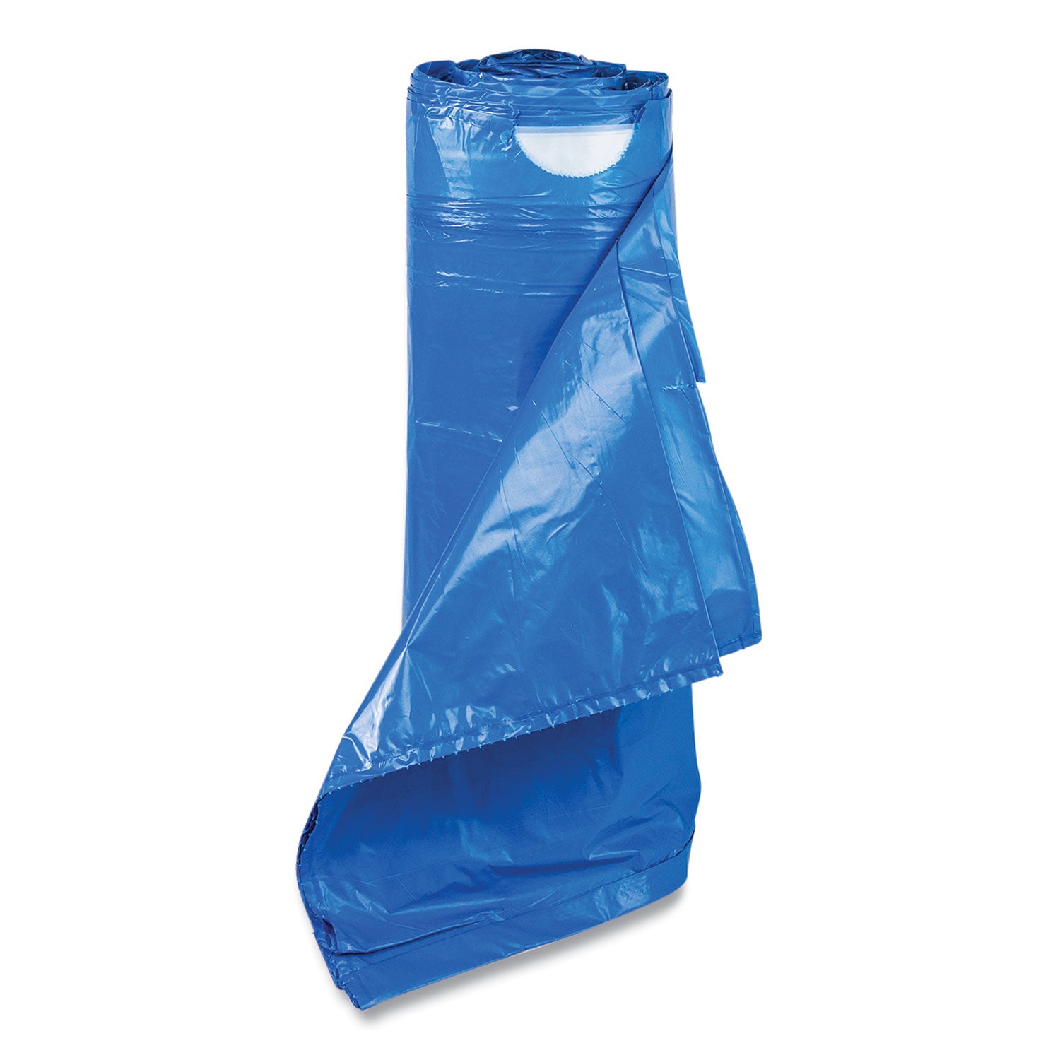 Draw-Tuff Institutional Draw-Tape Can Liners, 30 gal, 1 mil, 30.5" x 40", Blue, 25 Bags/Roll, 8 Rolls/Carton