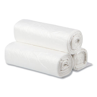 High-Density Commercial Can Liners, 10 gal, 6 mic, 24" x 24", Natural, 50 Bags/Roll, 20 Perforated Rolls/Carton