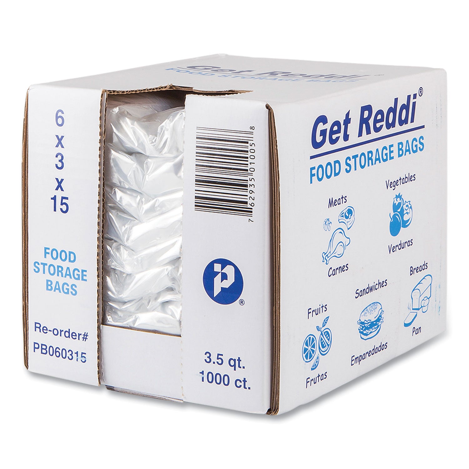 Food Bags, 3.5 qt, 0.68 mil, 6" x 15", Clear, 1,000/Carton