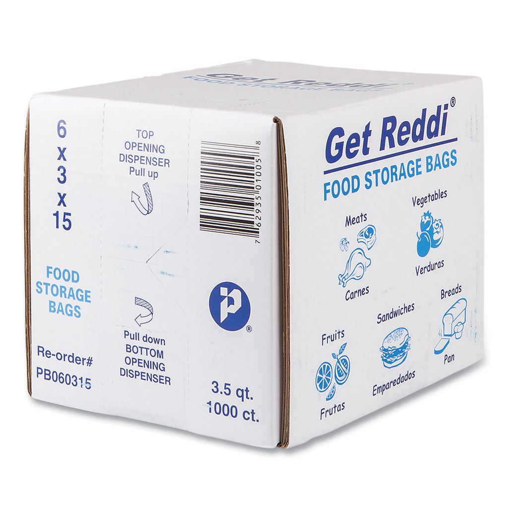 Food Bags, 3.5 qt, 0.68 mil, 6" x 15", Clear, 1,000/Carton