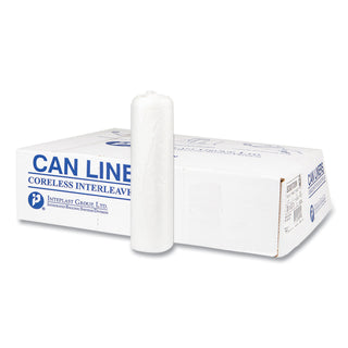 High-Density Commercial Can Liners, 10 gal, 8 mic, 24" x 24", Natural, 50 Bags/Roll, 20 Interleaved Rolls/Carton