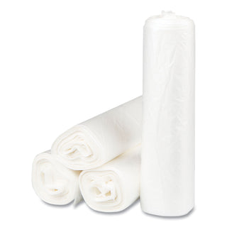 High-Density Commercial Can Liners, 10 gal, 8 mic, 24" x 24", Natural, 50 Bags/Roll, 20 Interleaved Rolls/Carton