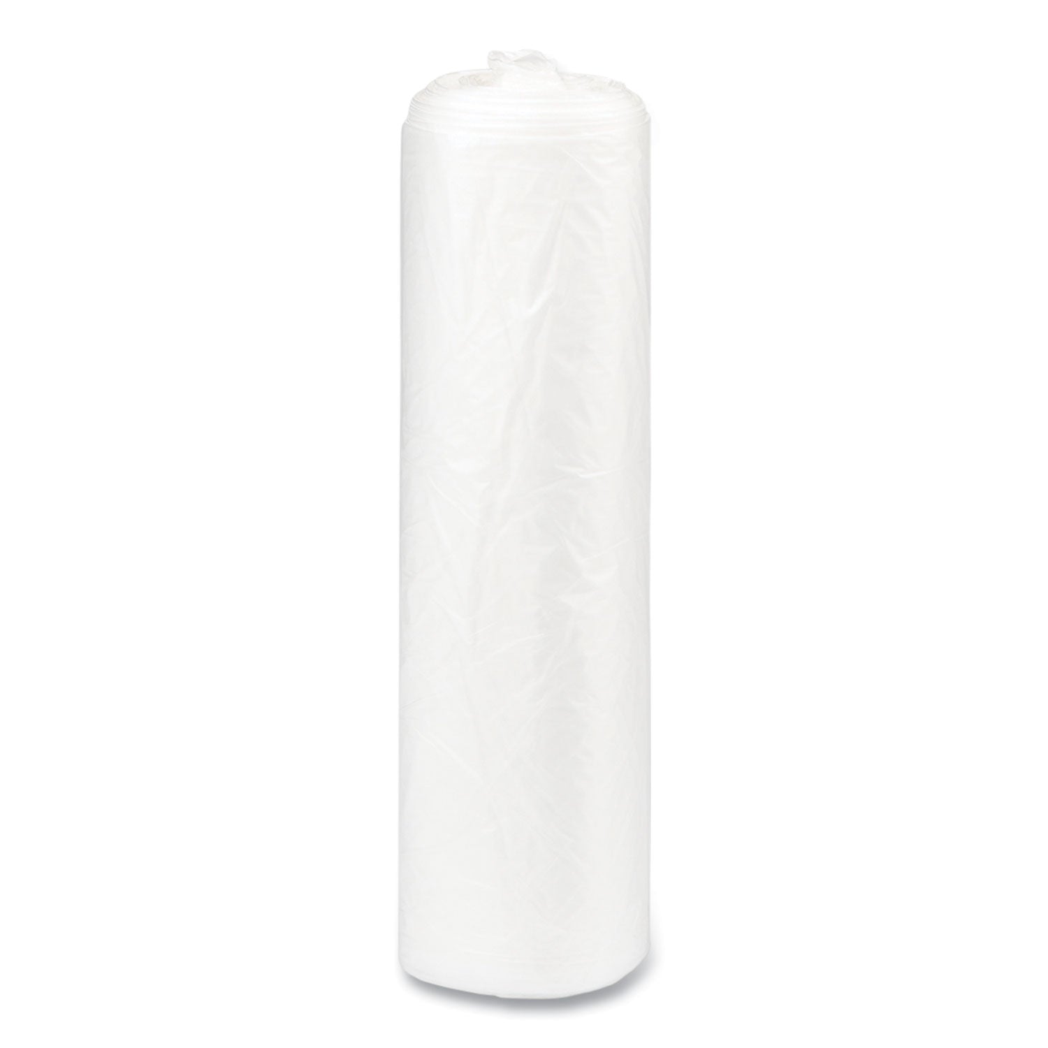 High-Density Commercial Can Liners, 30 gal, 8 mic, 30" x 37", Clear, 25 Bags/Roll, 20 Interleaved Rolls/Carton
