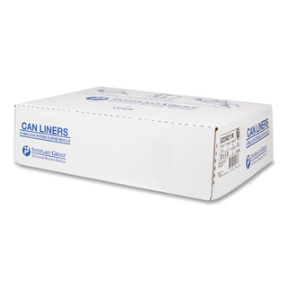 High-Density Commercial Can Liners, 33 gal, 11 mic, 33" x 40", Clear, 25 Bags/Roll, 20 Interleaved Rolls/Carton
