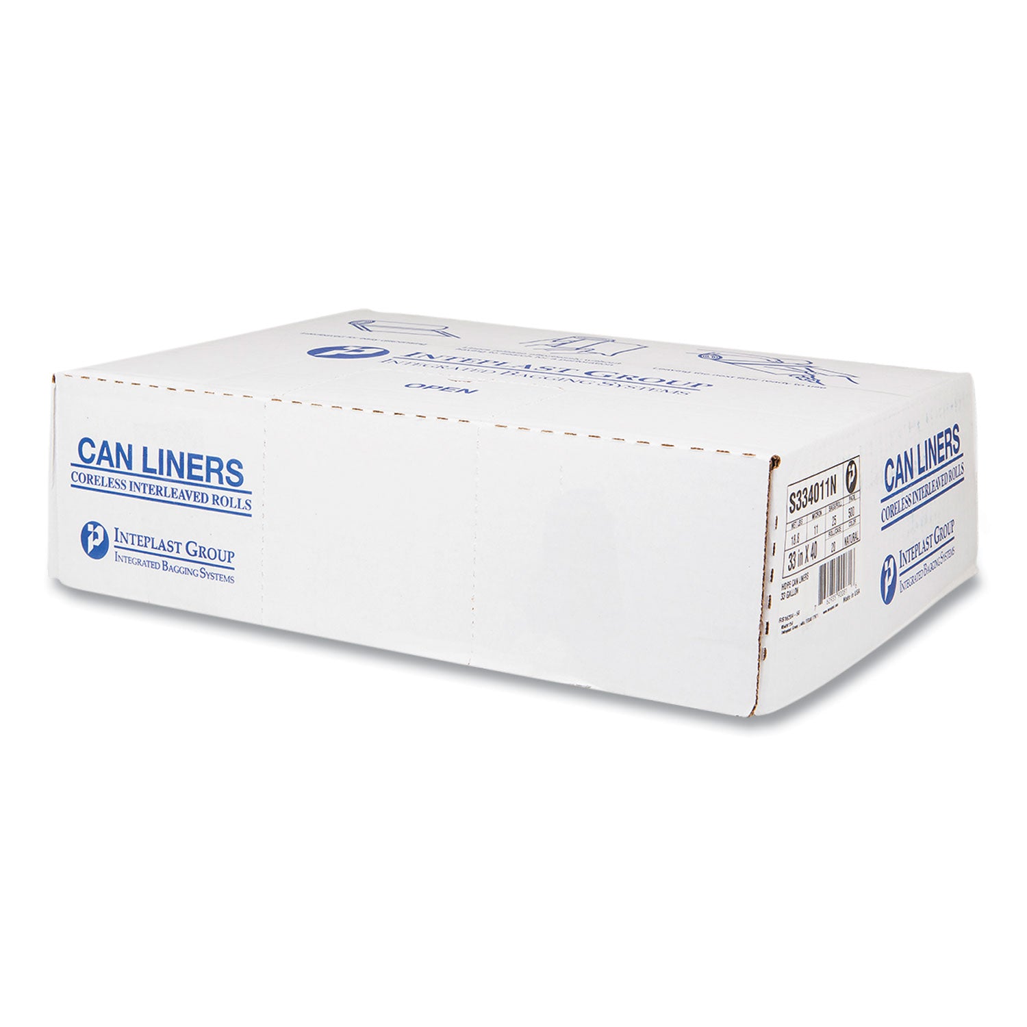 High-Density Commercial Can Liners, 33 gal, 11 mic, 33" x 40", Clear, 25 Bags/Roll, 20 Interleaved Rolls/Carton
