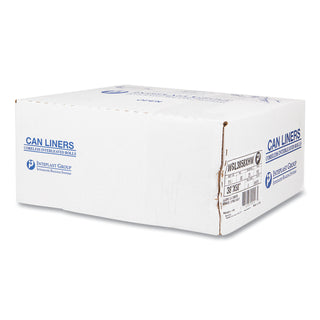High-Density Commercial Can Liners, 55 gal, 17 mic, 36" x 60", Clear, 25 Bags/Roll, 8 Interleaved Rolls/Carton