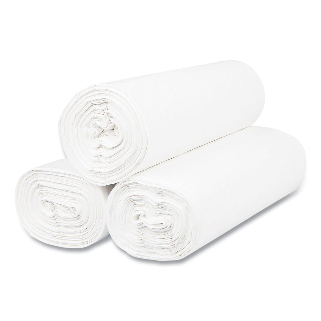 High-Density Commercial Can Liners, 55 gal, 17 mic, 36" x 60", Clear, 25 Bags/Roll, 8 Interleaved Rolls/Carton