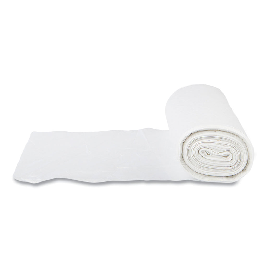 High-Density Commercial Can Liners, 60 gal, 14 mic, 38" x 60", Clear, 25 Bags/Roll, 8 Interleaved Rolls/Carton