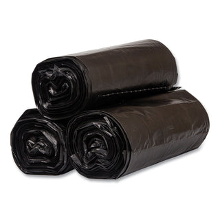 High-Density Commercial Can Liners, 60 gal, 17 mic, 38" x 60", Black, 25 Bags/Roll, 8 Interleaved Rolls/Carton